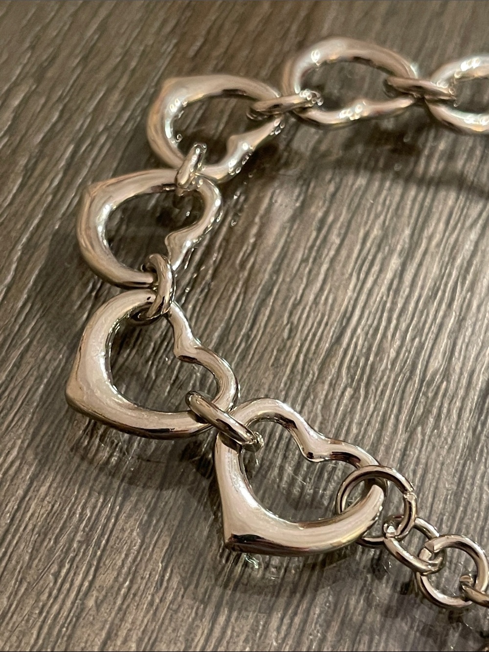 Vintage Silver-tone Open Heart Toggle Bracelet 8 1/2” approx - Picture 2 of 16